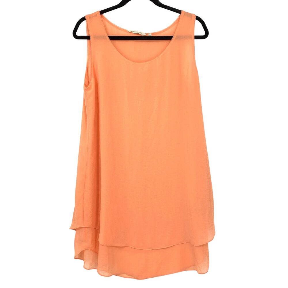 Soft Surroundings Scoop Neck Sleeveless Blouse Womens Size M Orange Tiered Hem